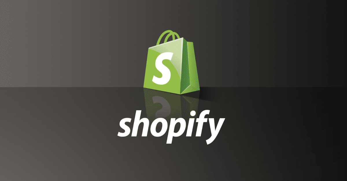 Shopify ecommerce logo on a dark grey background