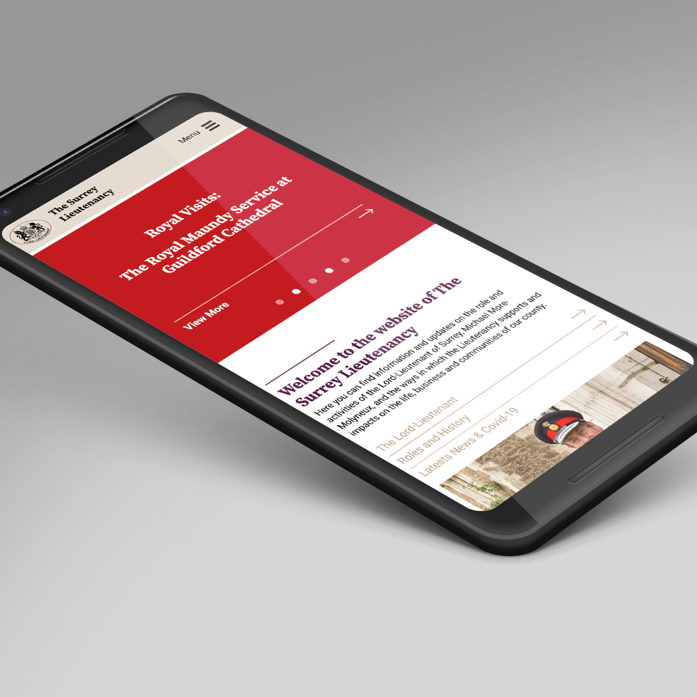 Surrey Lieutenancy website on mobile