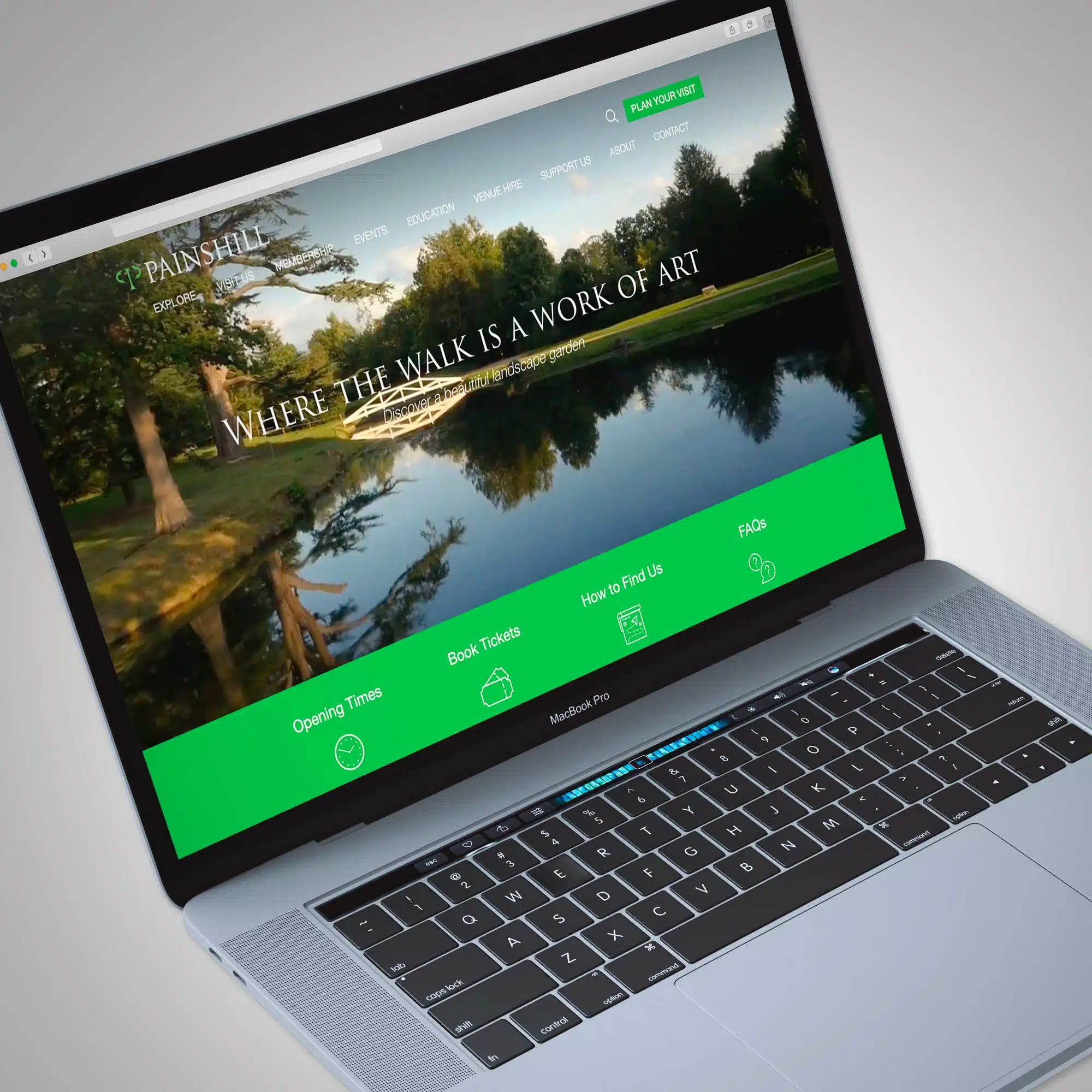 View of Painshill Park Website on Laptop