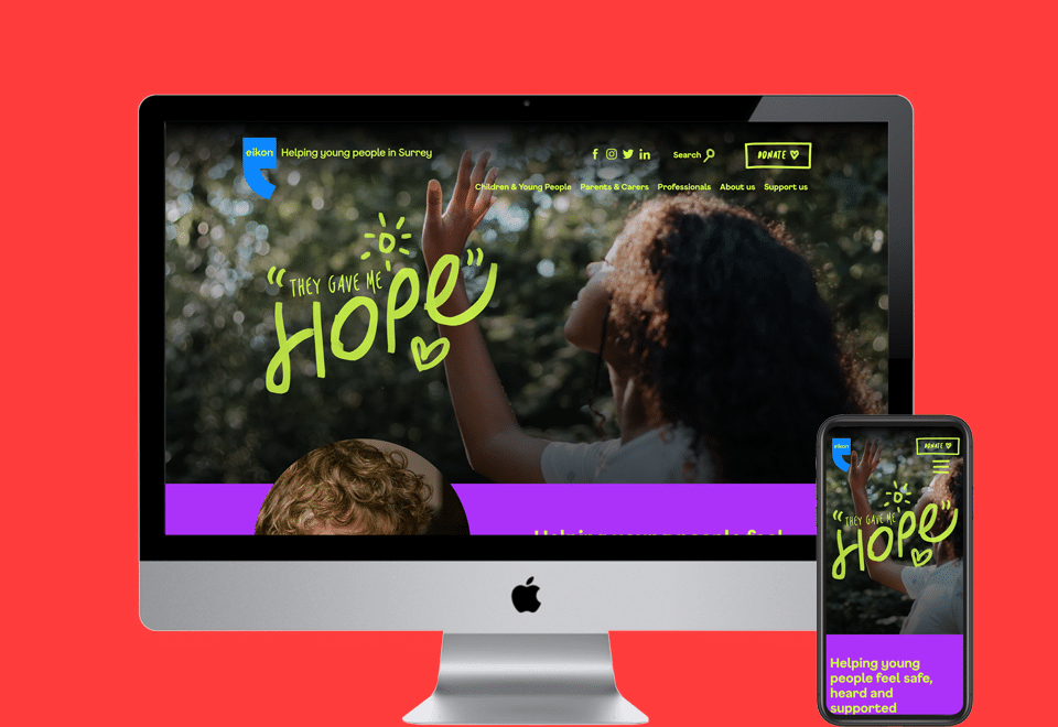 The Eikon Charity website on desktop and mobile