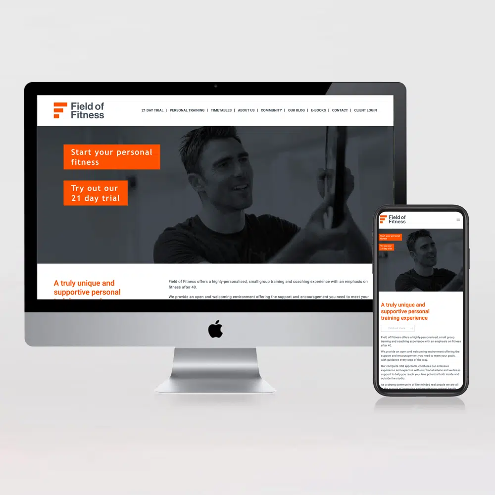 Field of Fitness website on desktop and mobile